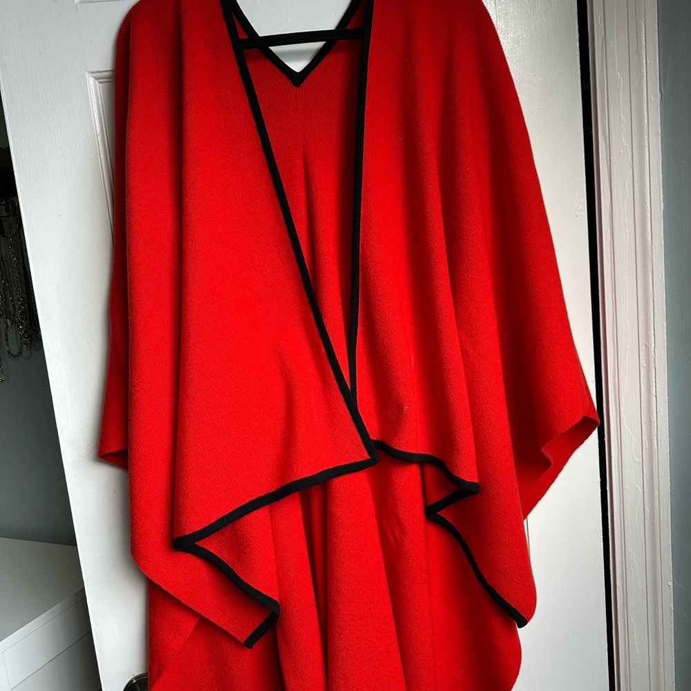 Elegant Red Women's Sweater with Black Trim